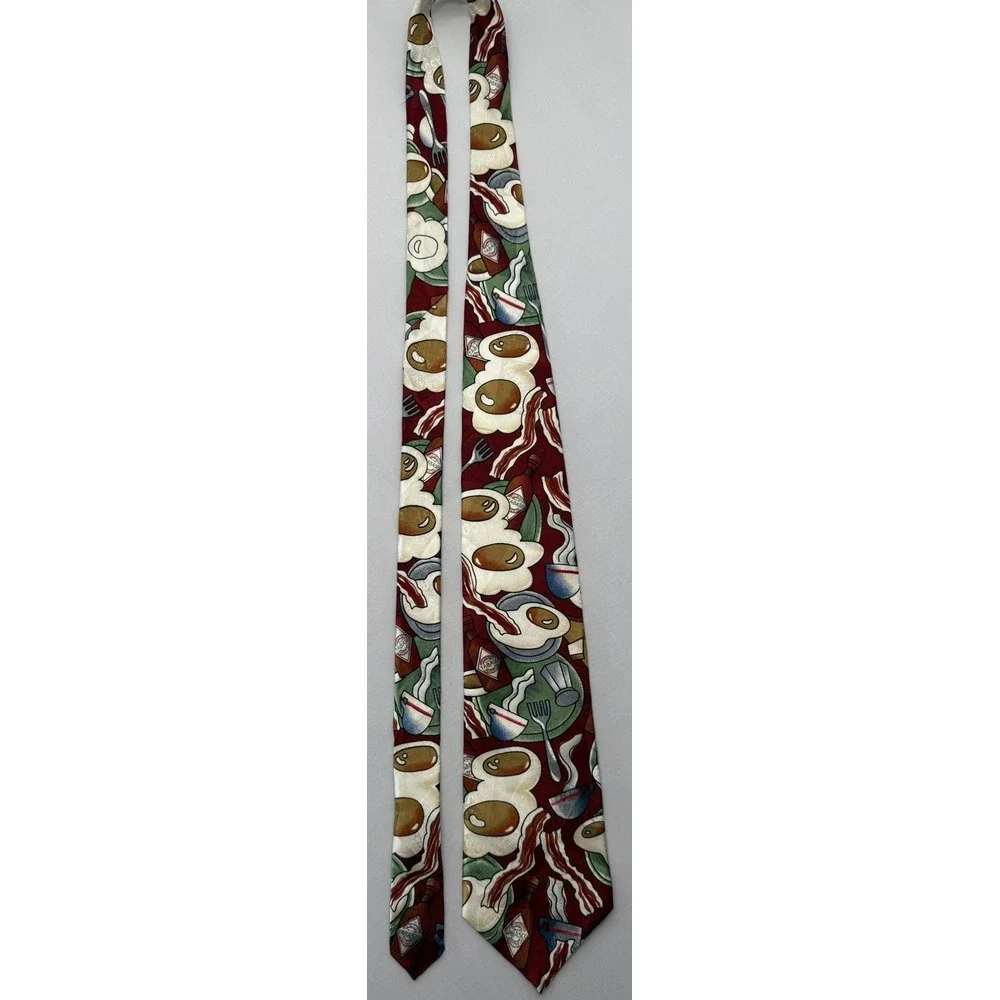 VTG Tabasco 100% Silk Tie Spicy Eggs and Bacon W-4